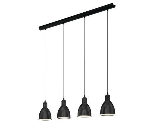 Čierna závesná lampa so štyrmi svetlami