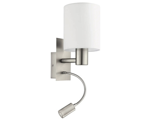 Nástenná lampa s lampičkou na čítanie a látkovým tienidlom