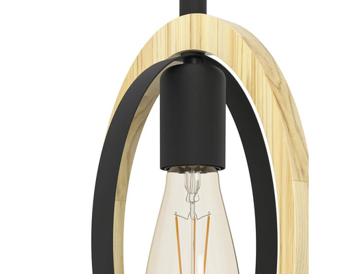 Závesná lampa s drevenými a kovovými prvkami