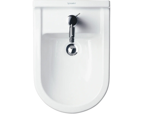 Biely bidet Duravit s chrómovou armatúrou