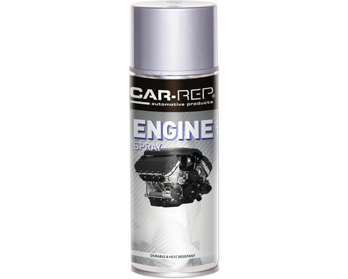 Lak v spreji Car-Rep ENGINE Motor-Sprej strieborný 400 ml Sprej na motory CAR-REP s obrázkom motora automobilu, odolný voči teplu a trvanlivý