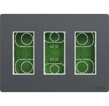 Logo spoločnosti Schneider Electric. Rám spínača pre tri spínacie vložky.