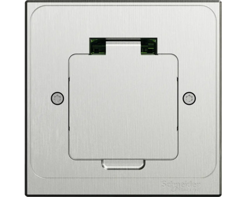 Podlahová krabica XS Schneider Electric INS52102 IP44 250 V/16 A nerezová oceľ Logo Schneider Electric. Dátové napájanie pod omietku