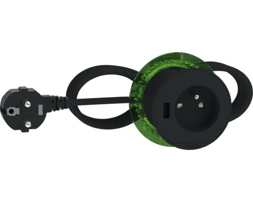 Stolový box XS Schneider Electric INS44007 250 V/16 A+USB-A 3.1 A antracit Zásuvka s USB portom a zástrčkou