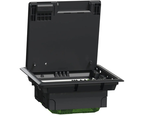 Podlahová krabica s otvoreným vekom pre elektroinštaláciu