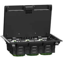 Podlahová krabica s otvoreným vekom pre elektroinštaláciu