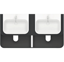 Dvojité umývadlo s dvoma umývadlami a batériami