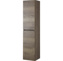 Vysoká skrinka s dvomi dvierkami v drevenom dizajne