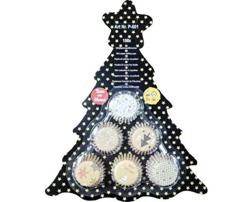 Košíčky na pralinky 6x25 ks P-601 150 kusov mini papierových košíčkov na pečenie s vianočnými motívmi