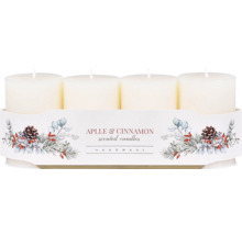 Štyri vonné sviečky jablko a škorica v balení