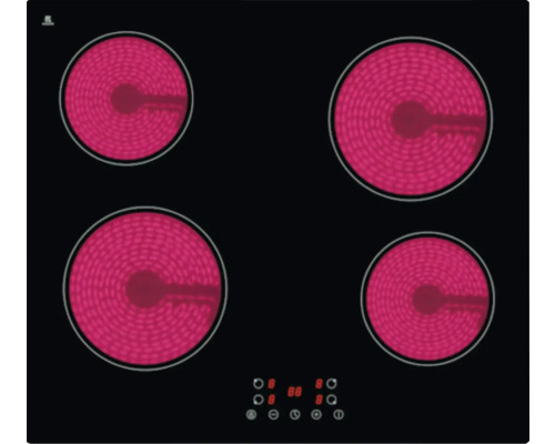 Sklokeramická varná doska so štyrmi varnými zónami