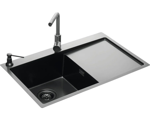 Drez s odkvapkávacou plochou, batériou a dávkovačom mydla