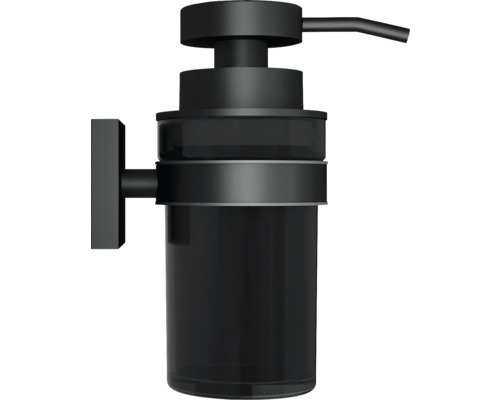 Čierny dávkovač mydla na montáž na stenu