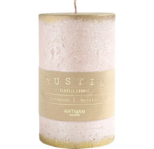 Rustikálna stĺpová sviečka s papierovou páskou