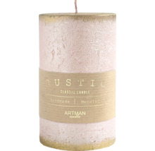 Rustikálna stĺpová sviečka s papierovou páskou