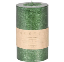 Zelená stĺpová sviečka s papierovou páskou