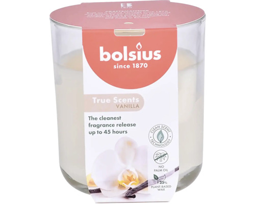 Vonná sviečka v skle TRUE SCENTS vanilka 9 x 10 cm 210 g