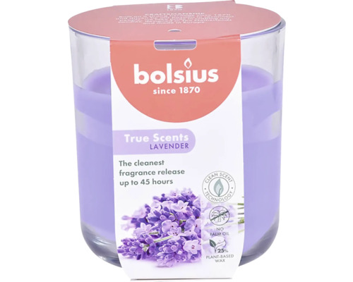 Sviečka vonná v skle TRUE SCENTS levanduľa 9 x 10 cm 210 g