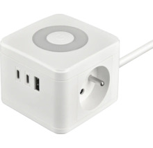 Kocková zásuvková lišta s USB portami a sieťovou zástrčkou