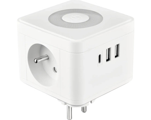 Adaptér VIKING Y23L 2x 230 V, 3x USB biely