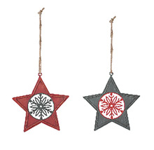 Dve hviezdy so vzorom snehovej vločky na zavesenie