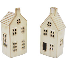 Dva ozdobné domy z keramiky