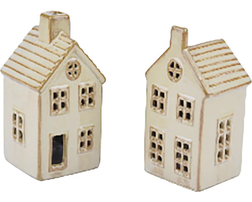 Dekorácia domček LED, batérie, keramika Dva dekoratívne domy z keramiky