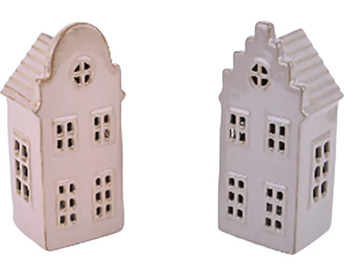 Dekorácia domček LED, batéria, keramika Dva dekoratívne domy z keramiky