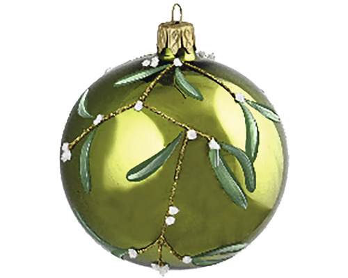 Vianočná ozdoba guľa 8 cm zelená Vianočná ozdoba s motívom imela
