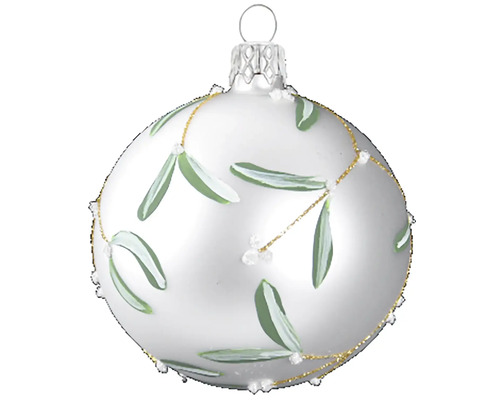 Vianočná ozdoba gule imelo matná biela Vianočná ozdoba s motívom imela