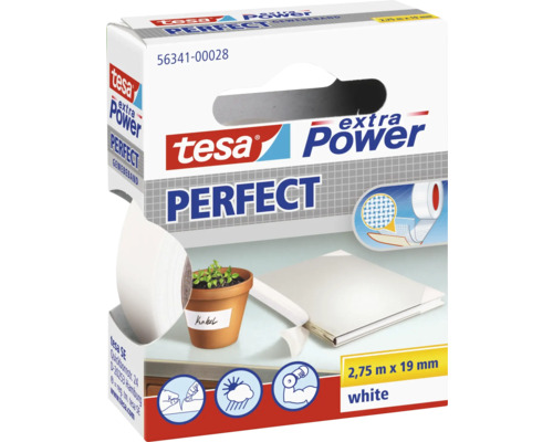 Opravná páska Tesa Perfect biela 19 mm × 2,75 m Tesa extra Power Perfect textilná páska, 2,75 m x 19 mm