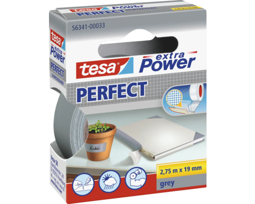 Tesa extra Power Perfect textilná páska, sivé prevedenie, 2,75 m x 19 mm