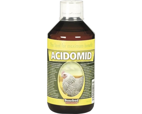 Acidomid hydina 1l proti baktériím, plesniam a kokcidiím Acidomid doplnkové krmivo pre hydinu vo fľaši