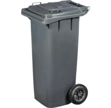 Sivá smetná nádoba s kolieskami a vekom