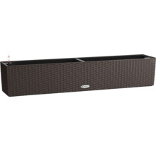 Obdĺžnikový kvetináč v ratanovom vzhľade s ukazovateľom hladiny vody