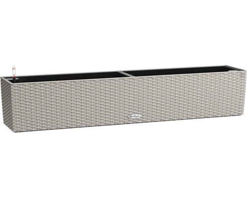 Obdĺžnikový kvetináč so zavlažovacím systémom a pleteným dizajnom