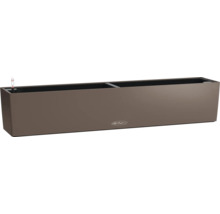 Obdĺžnikový kvetináč so zavlažovacím systémom a logom Lechuza.