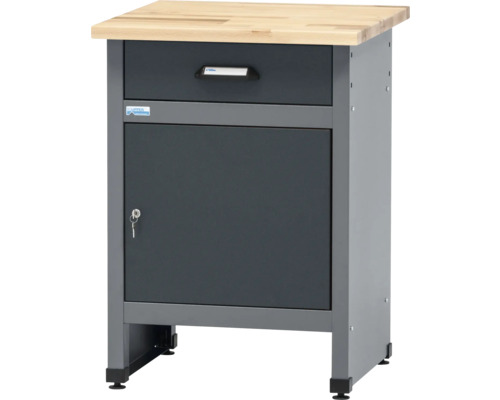 Odkladací stolík Küpper 600 x 840 x 600 mm 1 zásuvka 1 dvierka antracit sivá Skrinka pod ponk s zásuvkou, dvierkami a pracovnou doskou