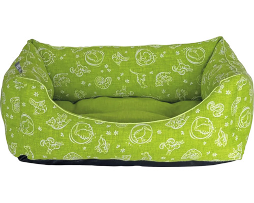 Zelená psia posteľ so zvieracím vzorom