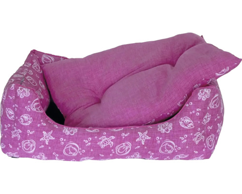 Ružový pelech pre psy s námorníckymi motívmi a integrovaným vankúšom pre pohodlie a štýl