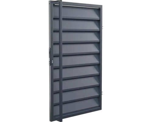 Bránka POLARGOS Mistral 90x150 cm pravá s madlom antracit RAL7016 elektrozámok Sivá kovová záhradná bránka s lamelami