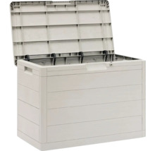 Otvorený sivý záhradný box na uskladnenie