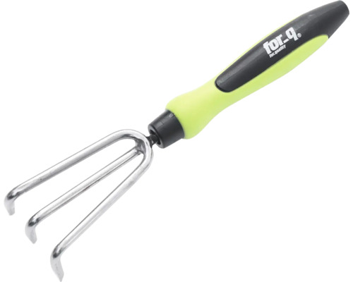 Ručný kultivátor s tromi zubami a logom for-q