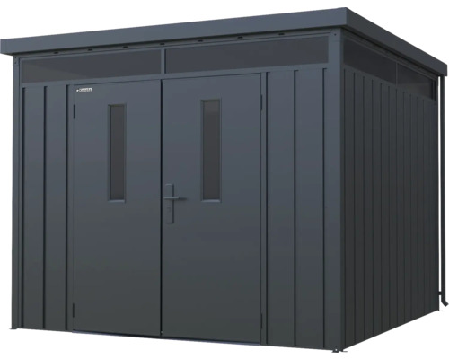 Záhradný domček s dvojkrídlovými dverami a oknami