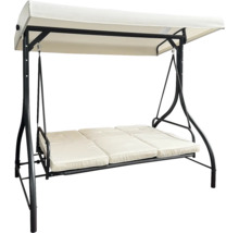 Záhradná hojdačka s kovovým rámom a látkovou strechou