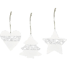 Sada vianočných ozdôb srdce, strom a hviezda