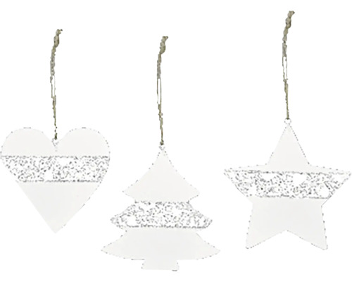 Sada vianočných ozdôb srdce, strom a hviezda