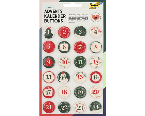 Buttons pre adventný kalendár Súprava gombíkov adventného kalendára s číslami 1 až 24