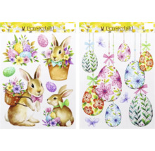 Obrázky na okná s veľkonočnými motívmi, vrátane zajačikov a vajíčok