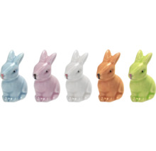 Keramické figúrky veľkonočného zajačika v rôznych farbách